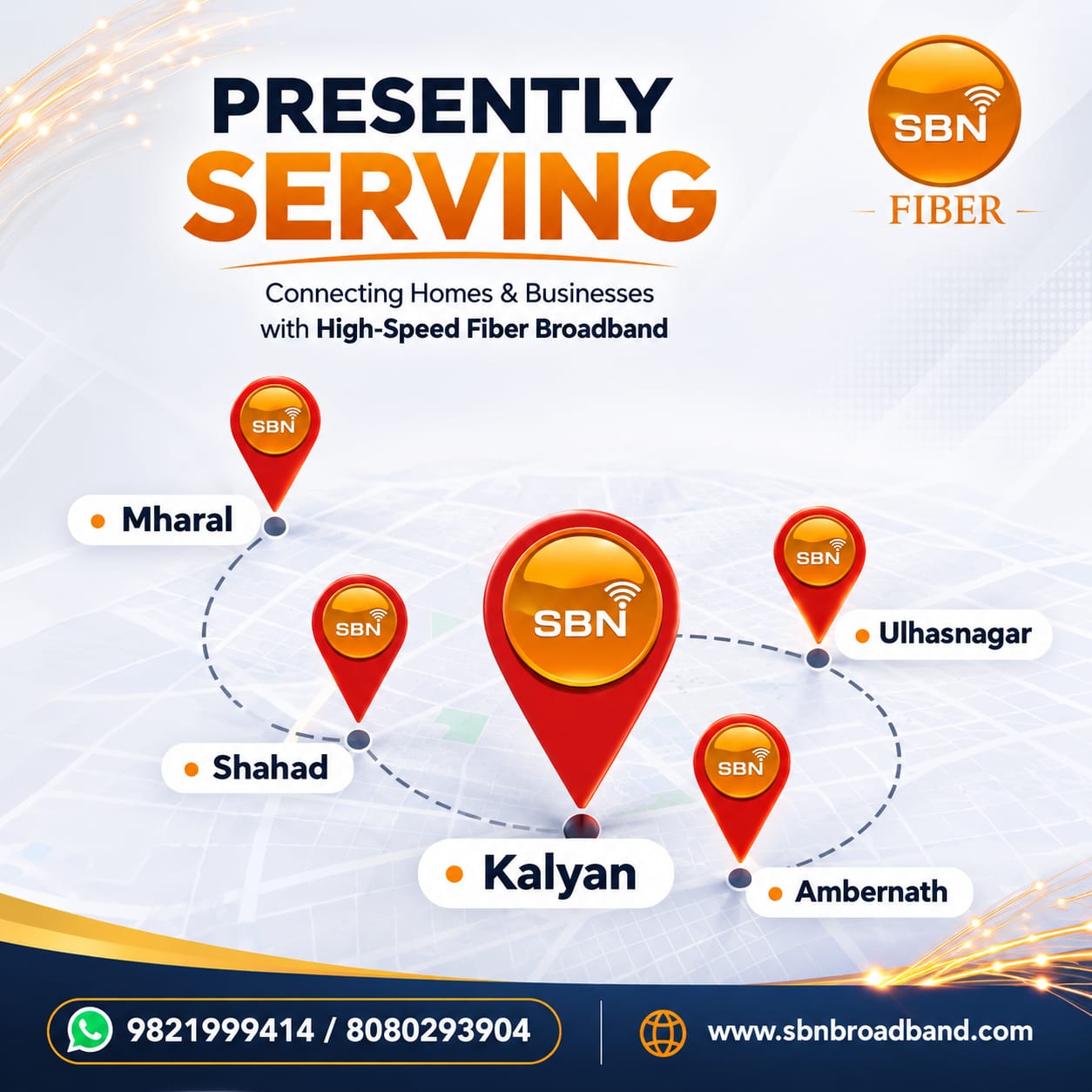 SBN Fiber Service Coverage Map